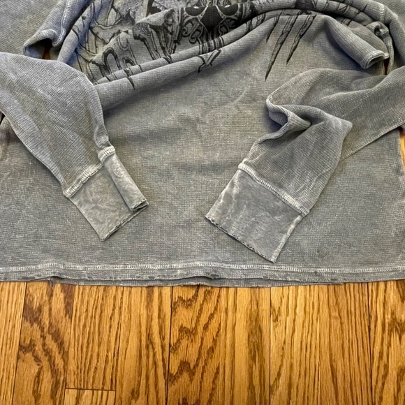 Mens Vintage Affliction Live Fast Valhalla Thermal Shirt, XL, Skulls EUC - Picture 5 of 6